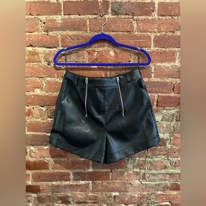 Leather Zip Front Shorts
